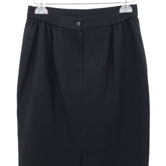 VTG 70s Panther Solid Black Wool Straight Cut Pencil Skirt Size M Short Lined - Picture 5 of 11
